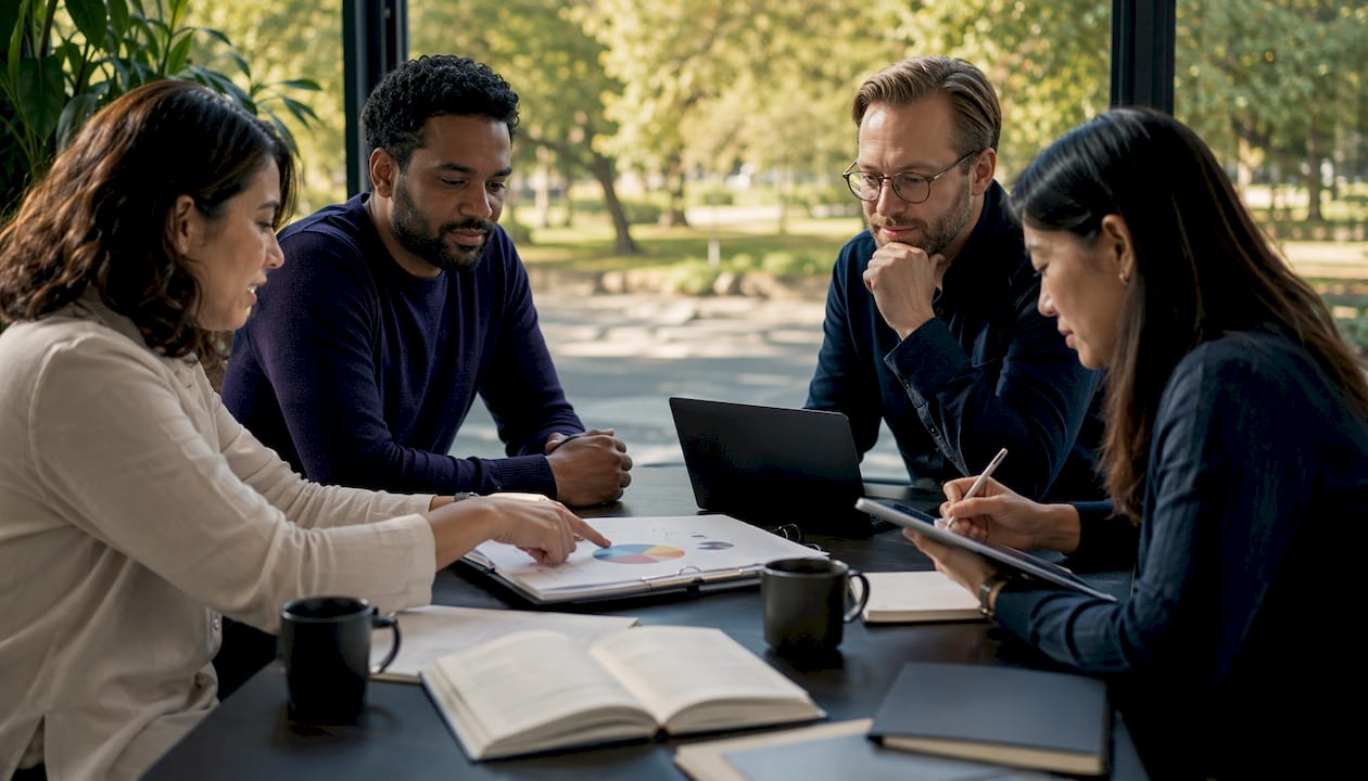 Gruppmöte om hur vi bäst integrerar coworking i vår verksamhet