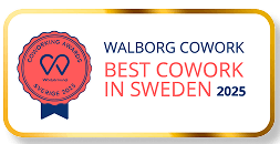 Utmärkelsen Best Cowork in Sweden 2025 till Walborg Cowork i guldram