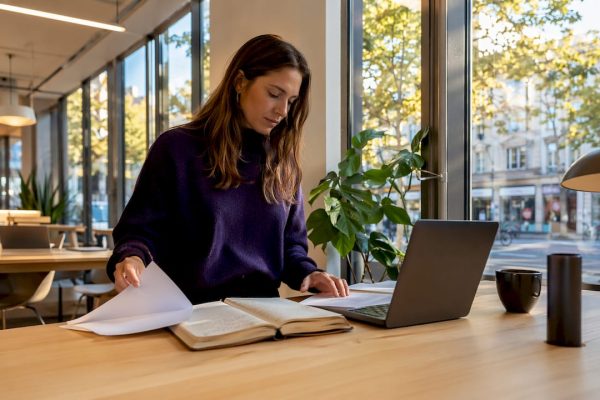 Entreprenör som driver sitt företag från ett coworkingkontor i Göteborg