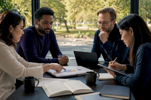 Gruppmöte om hur vi bäst integrerar coworking i vår verksamhet