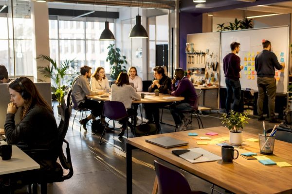 Ett coworking-space för startups med tydliga zoner för olika behov